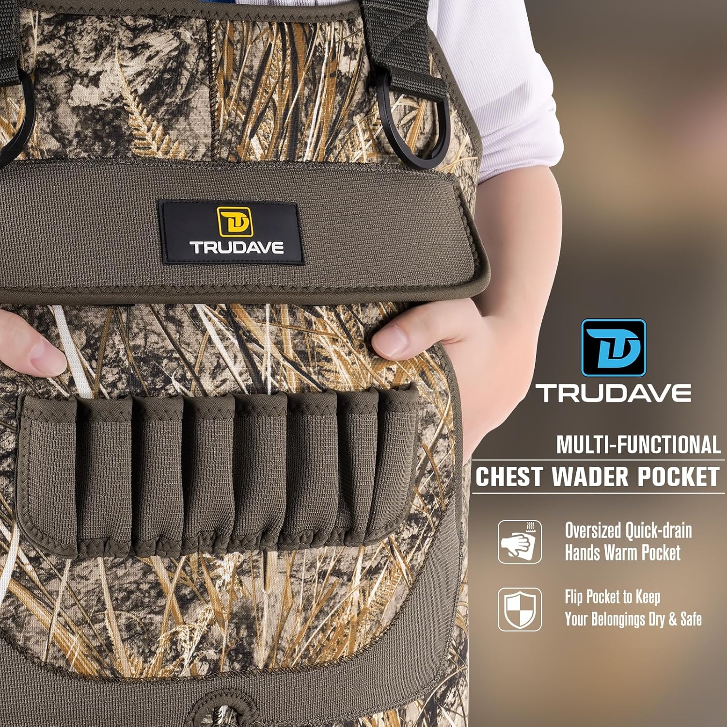 Trudave Women Hunting Waders,Waterproof Neoprene Fishing Wader with 600G Insulated Non-Slip Boot Camo - Image 4