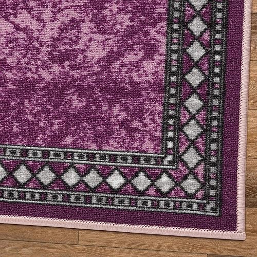 Miniatura 231 de Antep Rugs Alfombras modernas con bordes de 2 x 7 pies antideslizantes (antideslizante) de perfil bajo con parte trasera de goma para interiores