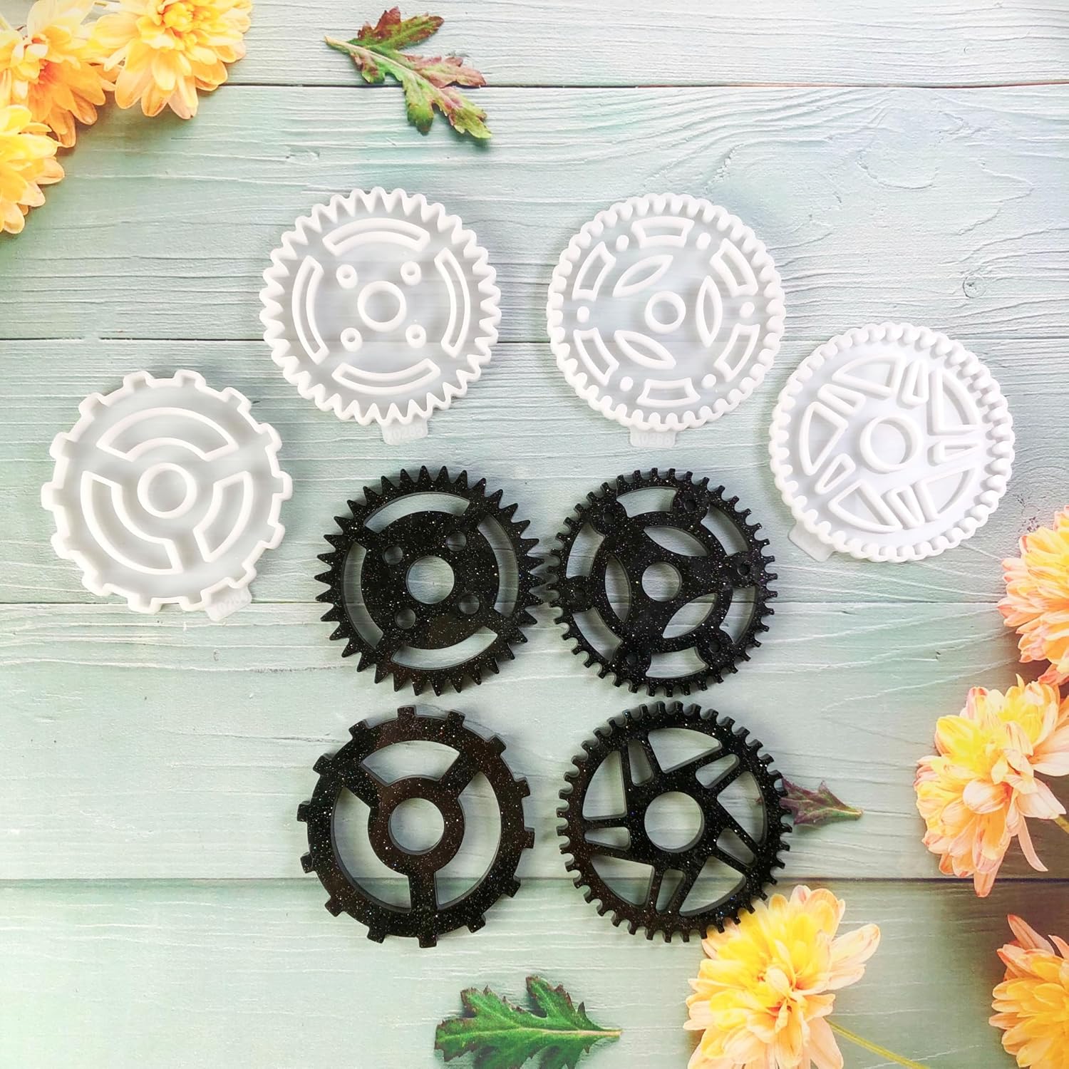 Steampunk Gear Coaster Silicone Molds, 4-Piece Set, Resin Casting Molds, epoxy Resin Silicone Mold, Coffee and red Wine Cup mat