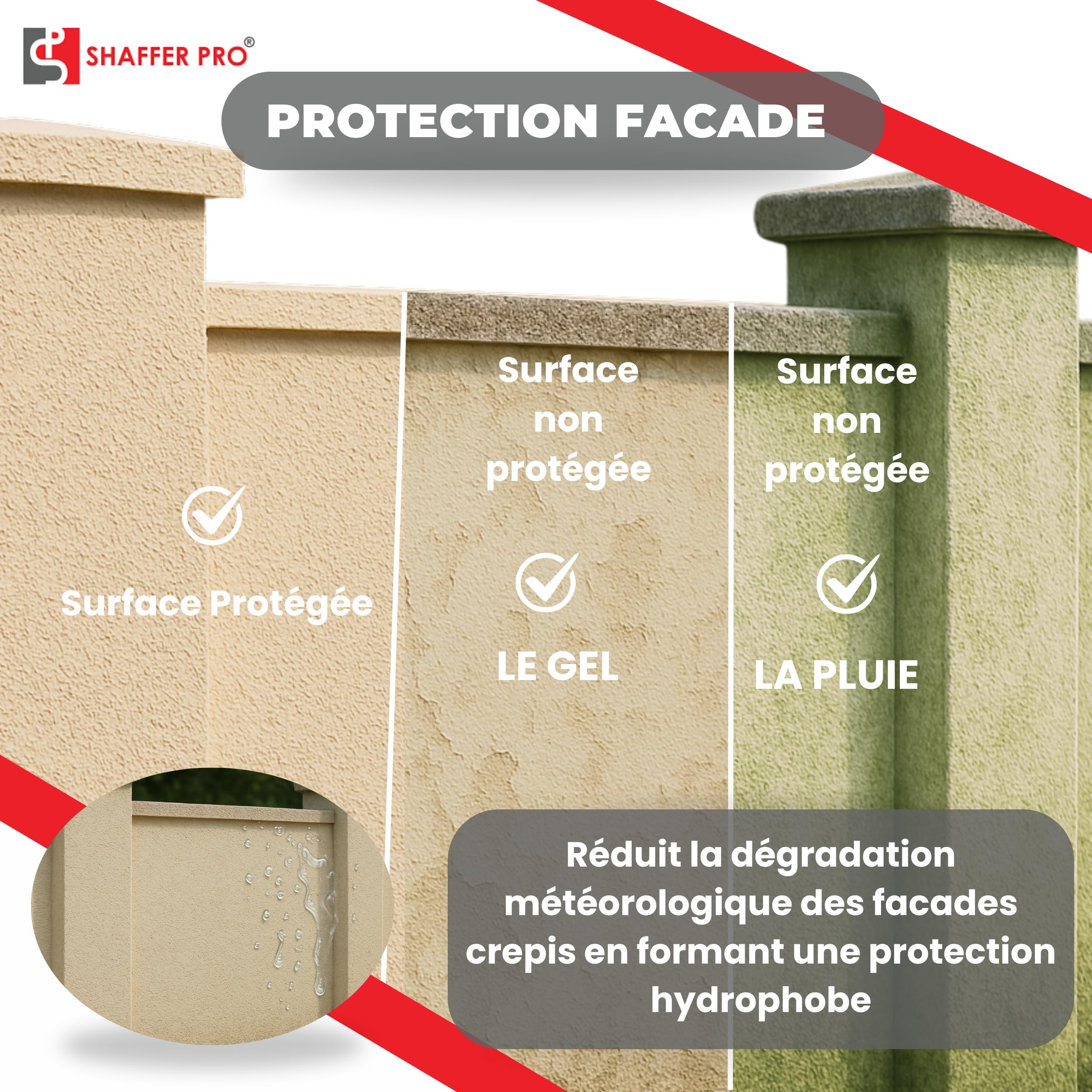 Hydrofuge Oléofuge Professionnel – Imperméabilisant Travertin, Pierre Naturelle, Façade, Carrelage Extérieur Terrasse, Dalle, Produit Sol Anti-Mousse – 5L – Made in France
