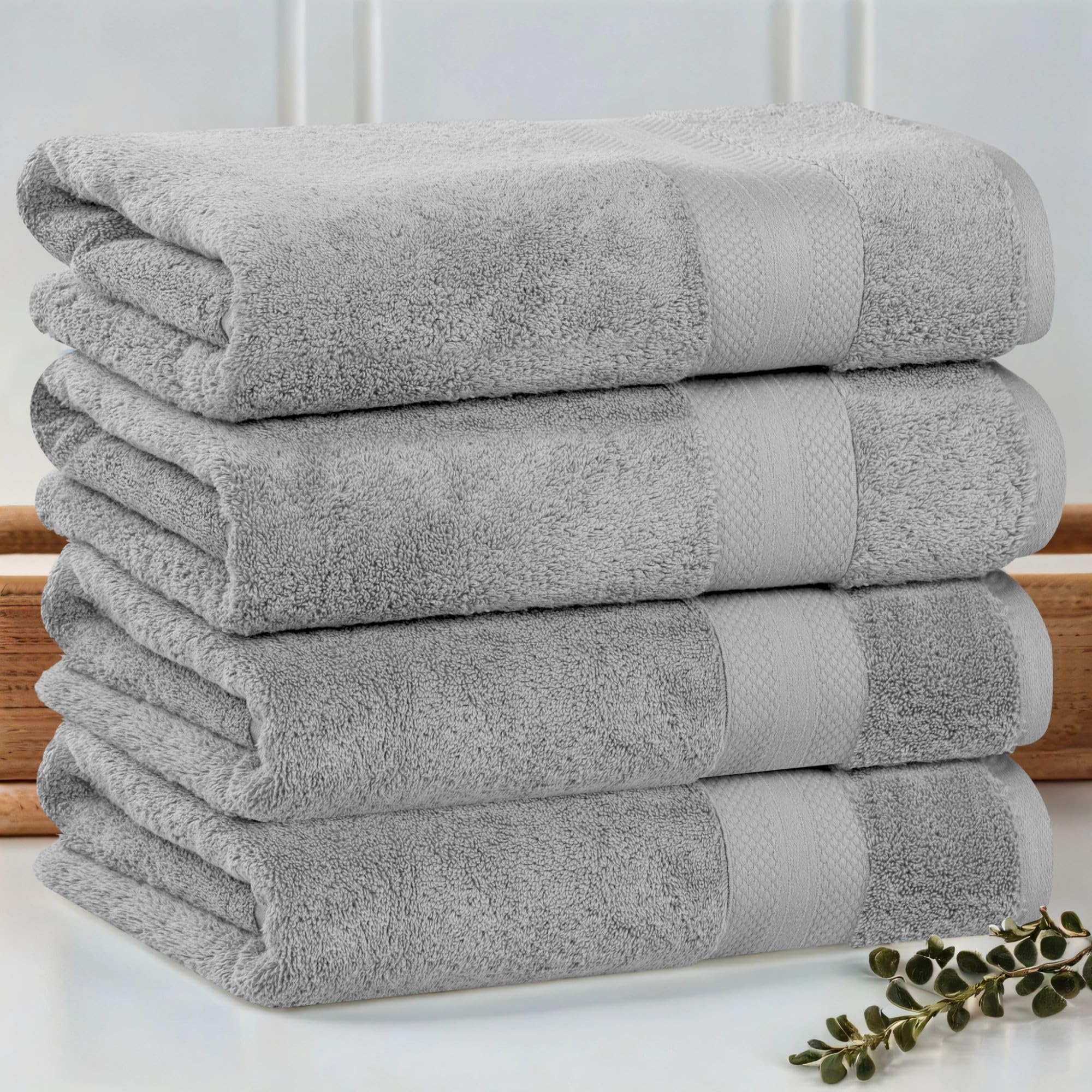 Superior Set di 4 asciugamani da bagno in cotone turco, per doccia, bagno per ospiti, casa, bagno essenziale, ad asciugatura rapida, spessi, morbidi, spessi, pesanti, per spa, hotel, resort