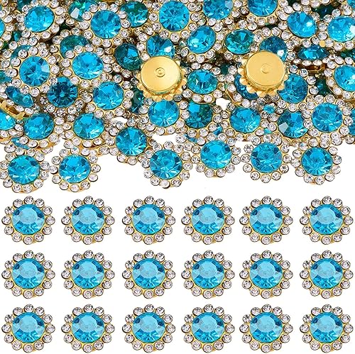 Miniatura 27 de 160 diamantes de imitación para coser de 0.472 pulgadas, base de metal, diamantes de imitación para coser en ropa, zapatos, aretes, cinturón