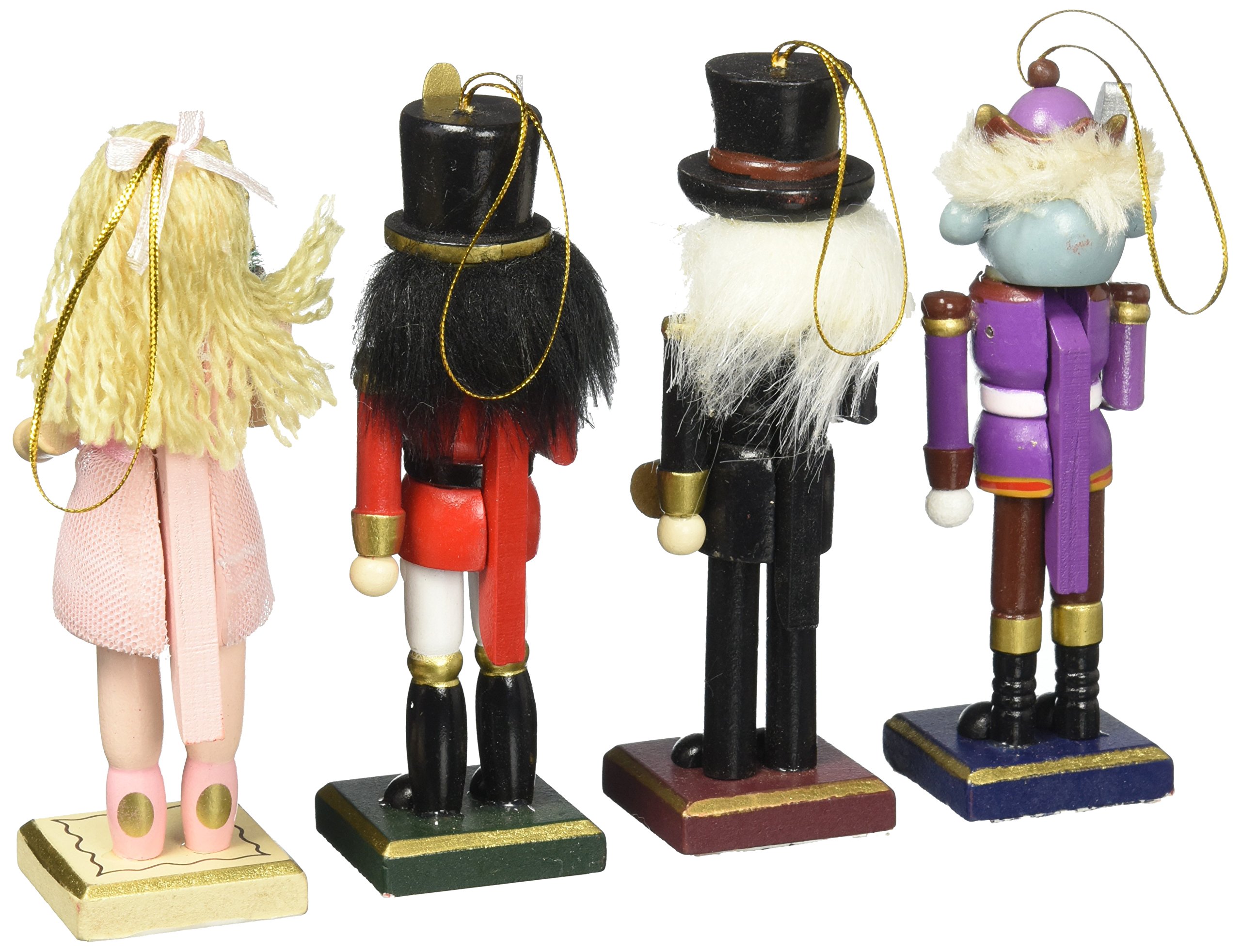 Burton & Burton Nutcracker Ornaments Wood Handpainted Assorted Set of 4,for Christmas