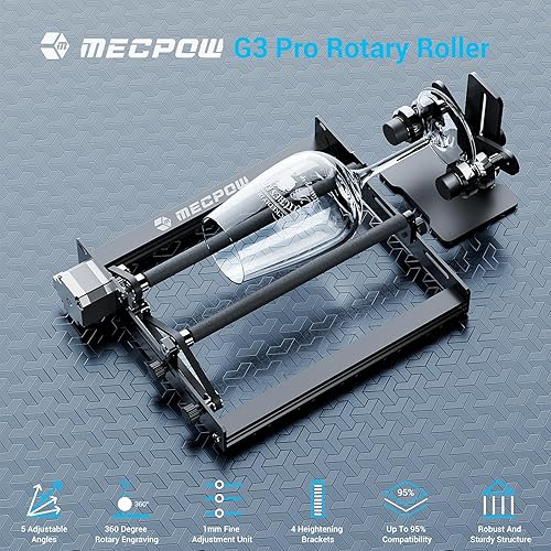 Miniatura 8 de Mecpow Rodillo giratorio láser G3, grabador láser, módulo de grabado de rodillo giratorio de eje Y para objetos cilíndricos, compatible con la