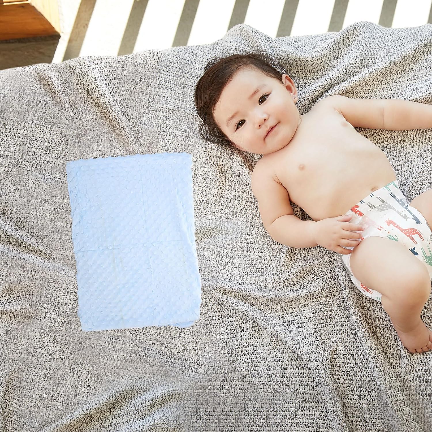 Sublimation Double Blanket with Soothing Massage Beads Soft Plush Sensory Blanket for Newborns and Unisex Crib and Stroller Warmth Non-irritating Material for Gentle Care