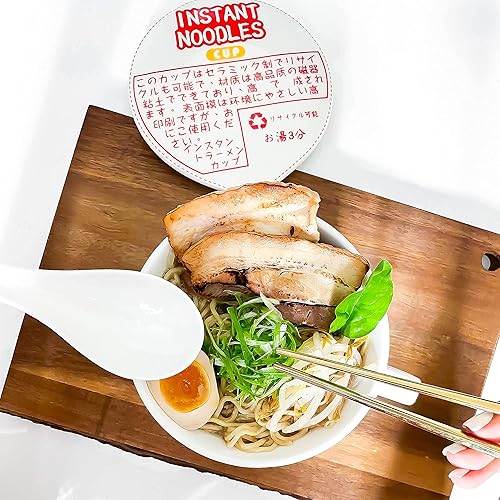 Miniatura 4 de The Cozy Maison Juego de tazones de cerámica japoneses con cuchara de cerámica y palillos de acero inoxidable