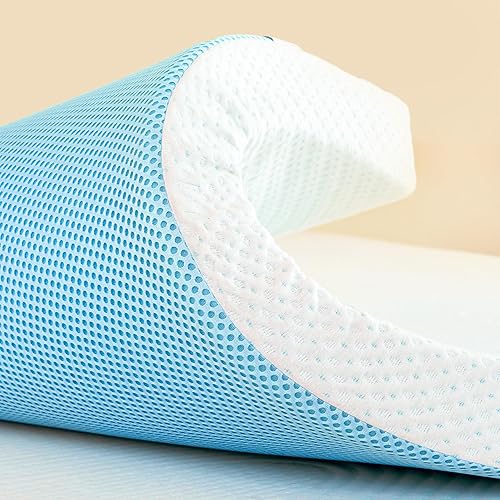 subrtex Cubrecolchón de espuma viscoelástica de 2 pulgadas con gel de alta densidad, funda ajustable extraíble, diseño ventilado (Queen)