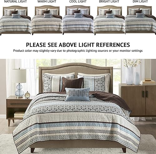 Miniatura 2 de Madison Park - Colcha reversible de lujo con diseño jacquard para todas las estaciones juego de ropa de cama transpirable fundas a juego almohada