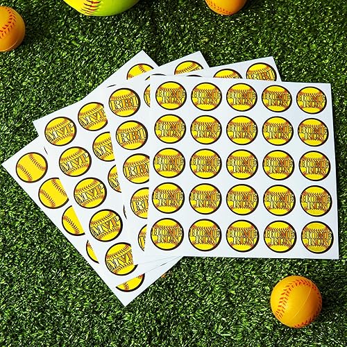 Miniatura 7 de Crtiin 200 calcomanías de béisbol y sóftbol, 8 hojas autoadhesivas de premios de sóftbol, regalos para niños y niñas, calcomanías para casco,