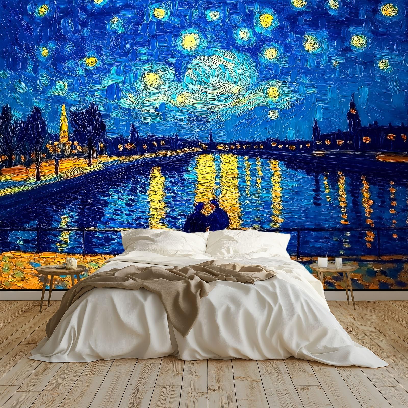 Papier peint intissé bleu nuit étoilée pour relooker grand mur chambre