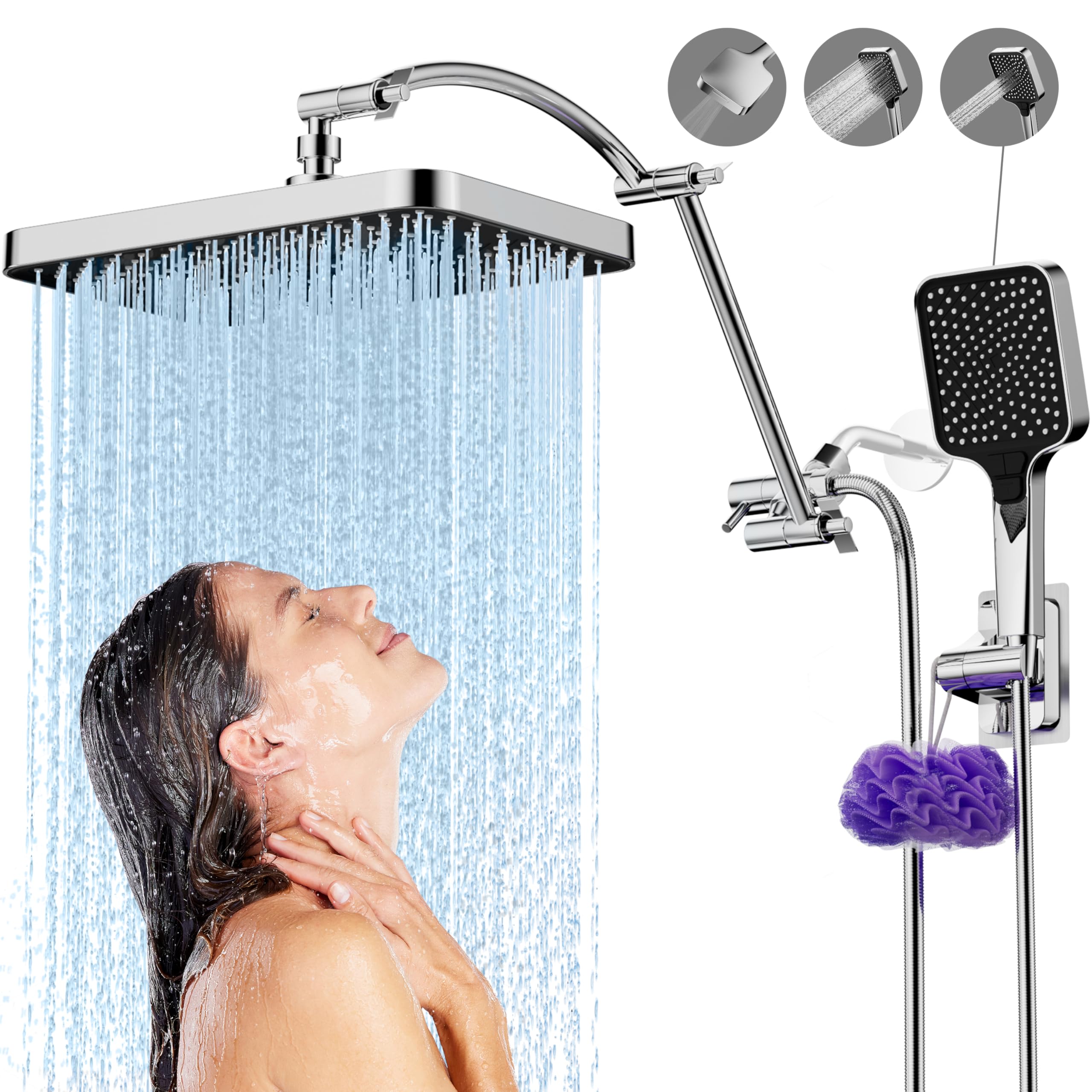 【SISANDI】 MIES BRAZILIAN rain shower SREEZNX 13 Inch Rain Shower Head Extension Arm 19 Inch, Shower