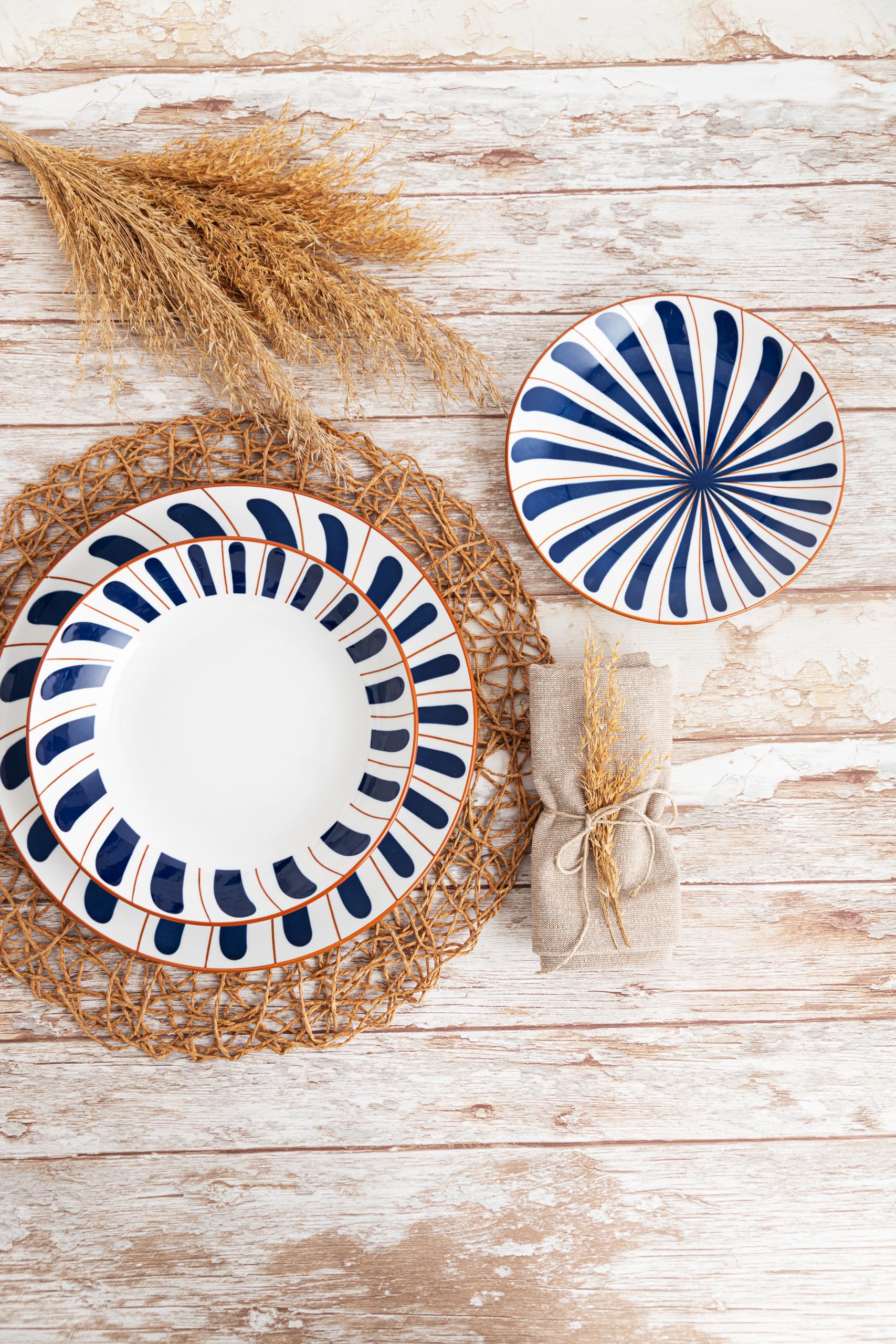 Bidasoa Oceanika Vajilla Porcelana 18 Piezas - 6 Personas Porcelana Apto Microondas Apilable