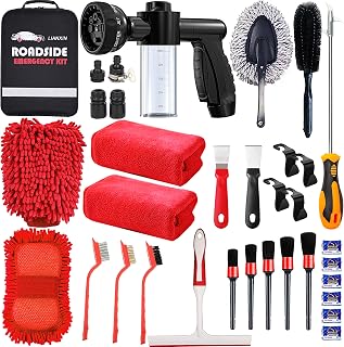 Car Wash Kit -Car Wash Cleaning Kit Car Interior Detailing Kit with Car Wash Foam Gun,Microfiber Sponge Car Care Kit,Tire Brush, Car Wash Kit with Foam Gun
