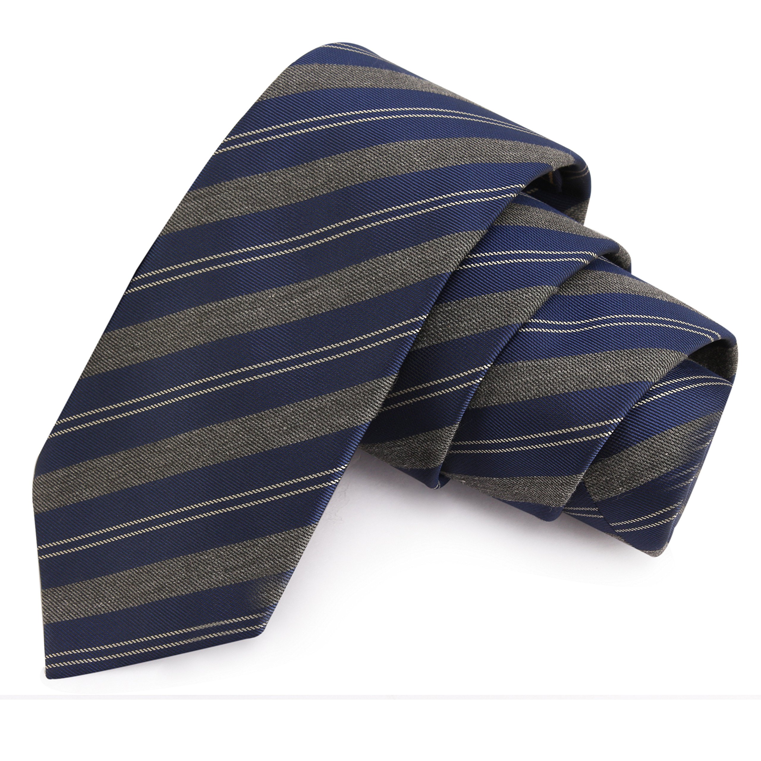 peluche Tempting Navy Blue & Grey Colored Microfiber Necktie for Men-picture-39