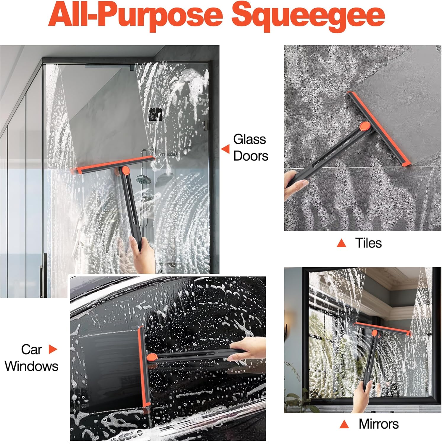 Shower Squeee for Glass Doors Pa Multi-pose 360° Rotating Window