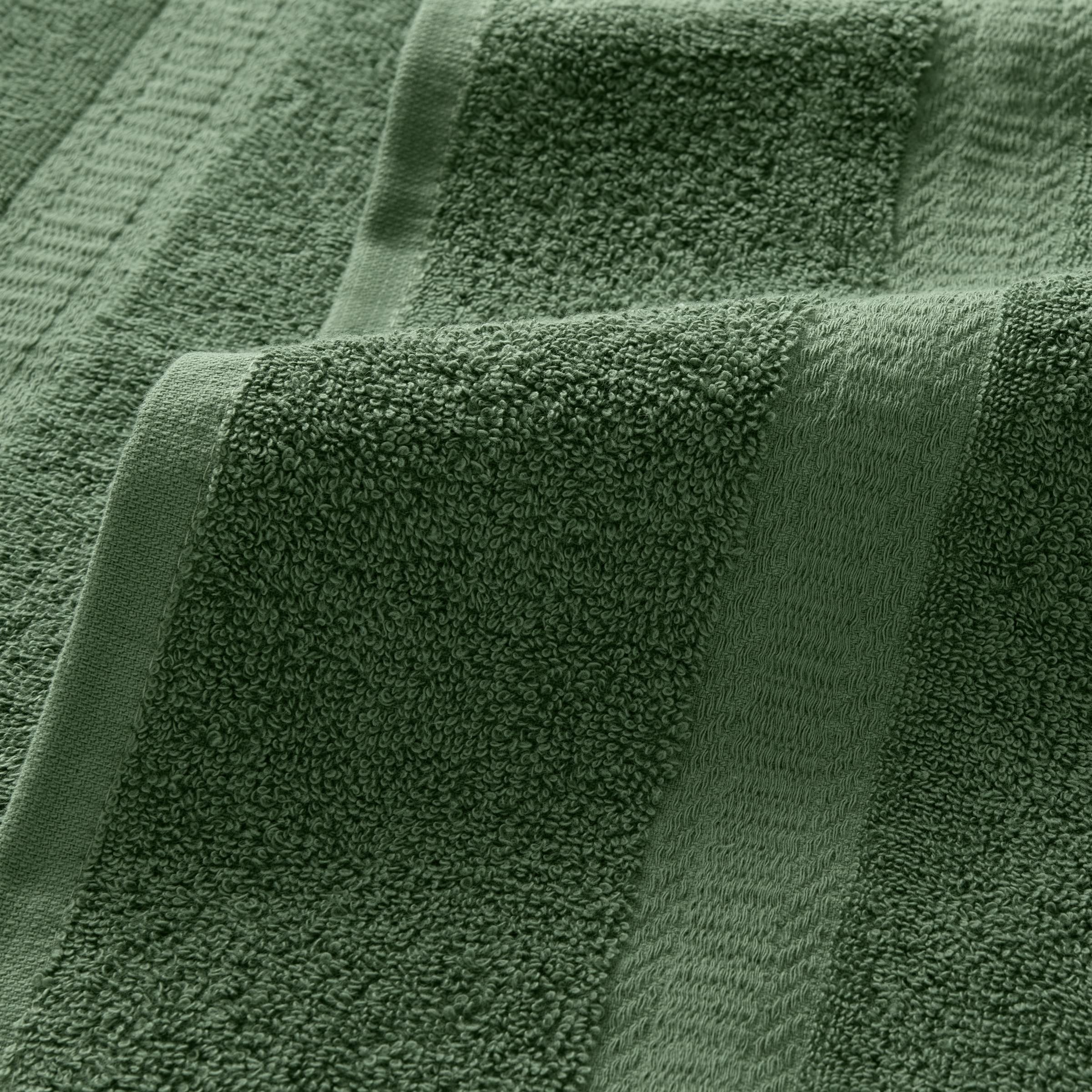 Arkwright True Color Solid Bath Towels - Soft 100% Cotton Bathroom Towel Set of 6 - Lightweight 475 GSM, Absorbent, and Quick Dry, 25 x 52 in, Green
