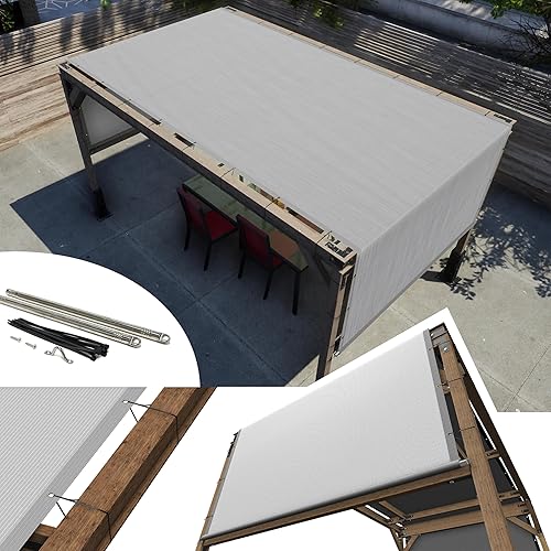 Amgo Toldo de pérgola gris de 12 pies de ancho x 20 pies de largo, cubierta superior UPF50+, toldo de grado comercial de 260 GSM para patio al aire