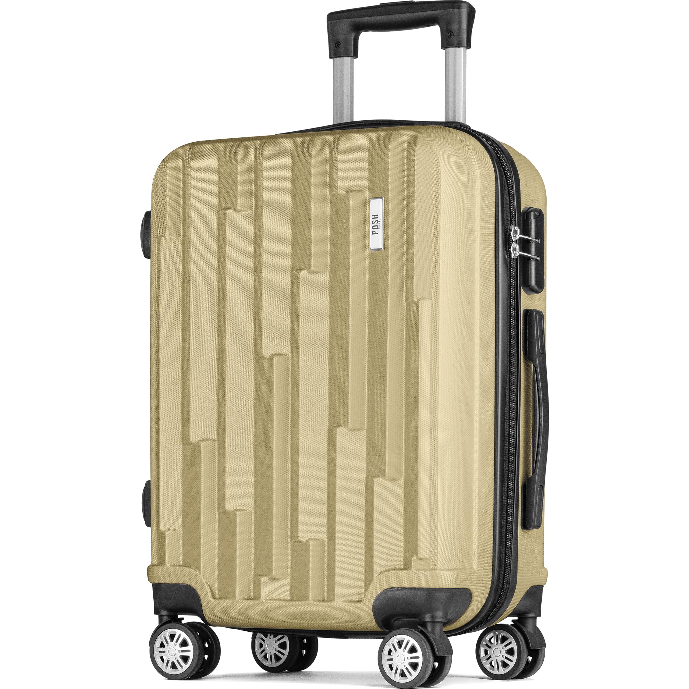 POSH Handgepäck Koffer 55x40x23 cm - Leicht Klein ABS Hartschalenkoffer - Reisekoffer 35L mit Zahlenschloss - Trolley mit 2,5 kg und 360° Leichtlauf Rollen - Für Kurzreisen bis 4 Tage