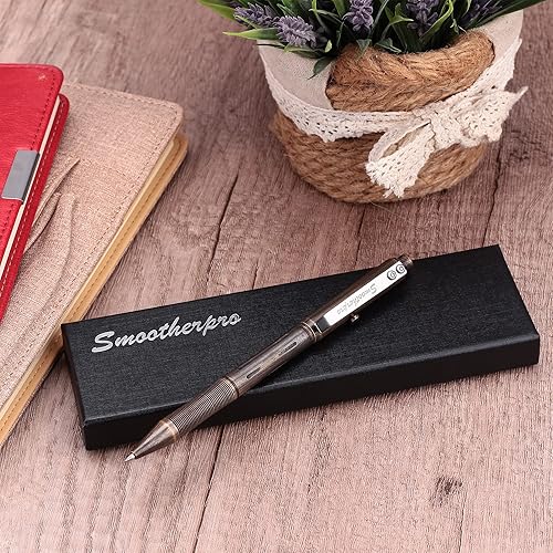 Miniatura 3 de SMOOTHERPRO Bolt Action - Bolígrafo de latón macizo, compatible con Pilot G2, bolígrafo pesado con peso para manos artríticas Tremor Parkinson, Negro