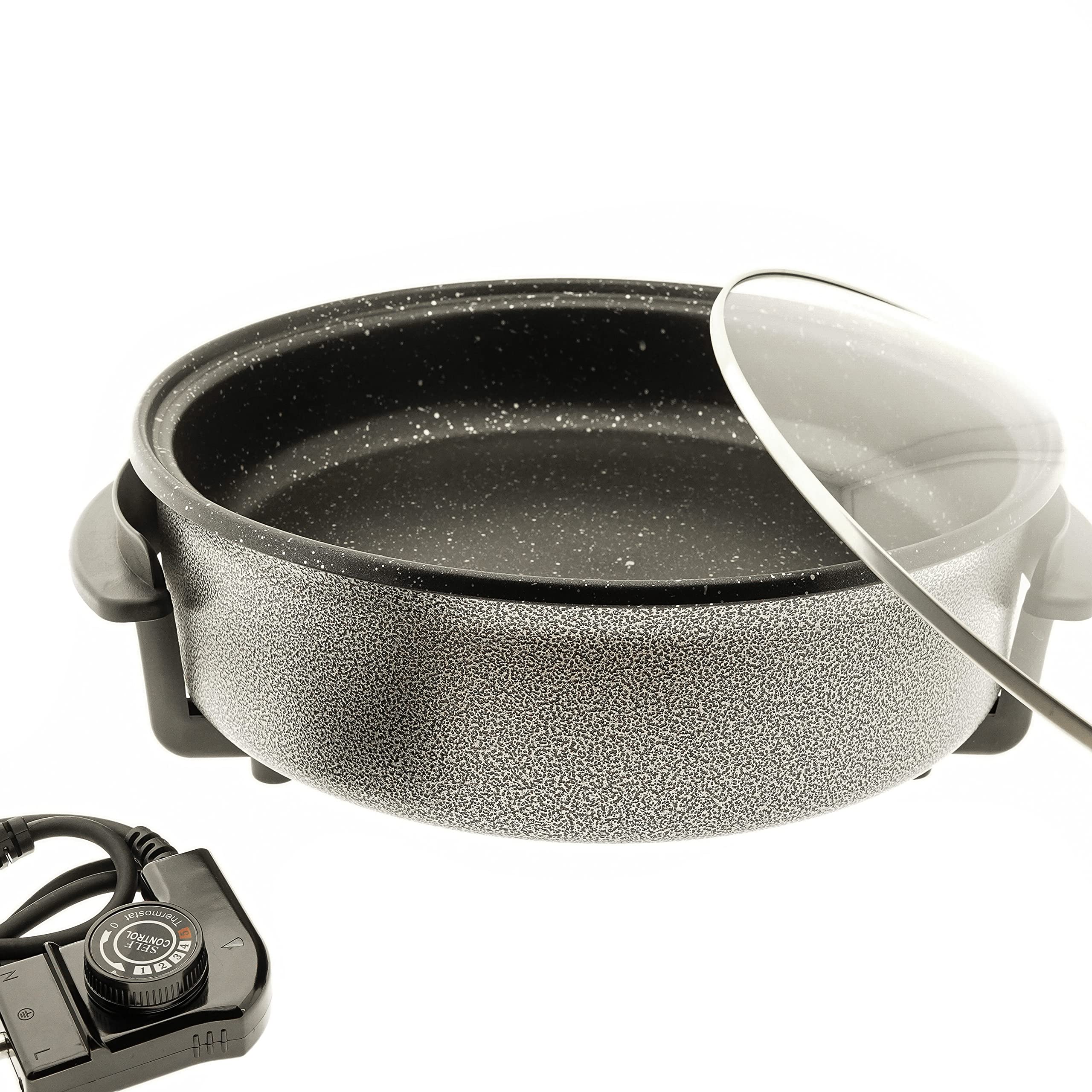Elektrische Ceramic Pizzapfanne 42x9cm Antihaft Beschichtet 1500 Watt