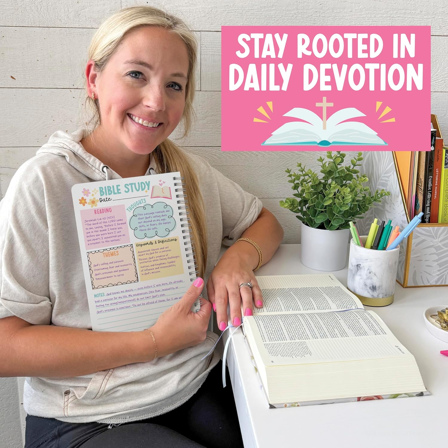 Bible Journal for Women - Guided Bible Study Journal For Women, Church Notes Journals, Sermon Notes Notebook, Christian Gifts For Girls, Journaling Kit and Study Supplies - Image 7