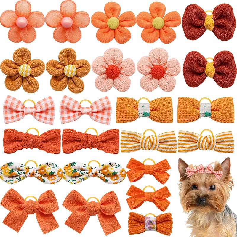 Laços para Pelos de Cães Pequenos e Médios Mruq pet com Elásticos, Cores Sortidas, Pacote com 20