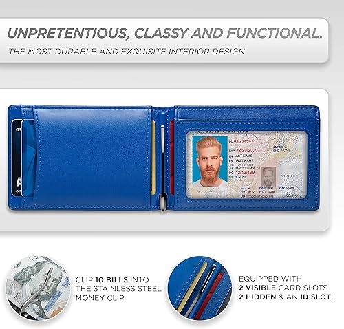 Miniatura 4 de SUAVELL billeteras delgadas para hombres Billetera delgada con clip para dinero, con tecnología de bloqueo de interferencia de radiofrecuencia,