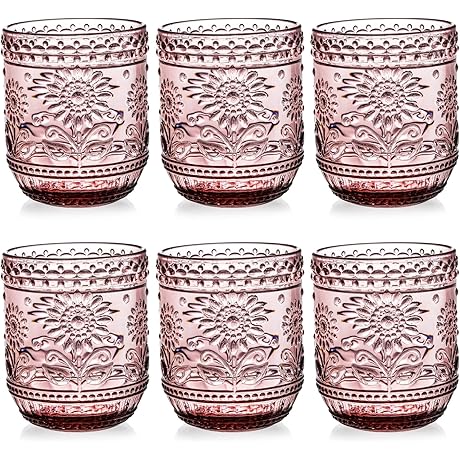 Hacaroa 6 Vintage Colored Glassware Drinking Glasses