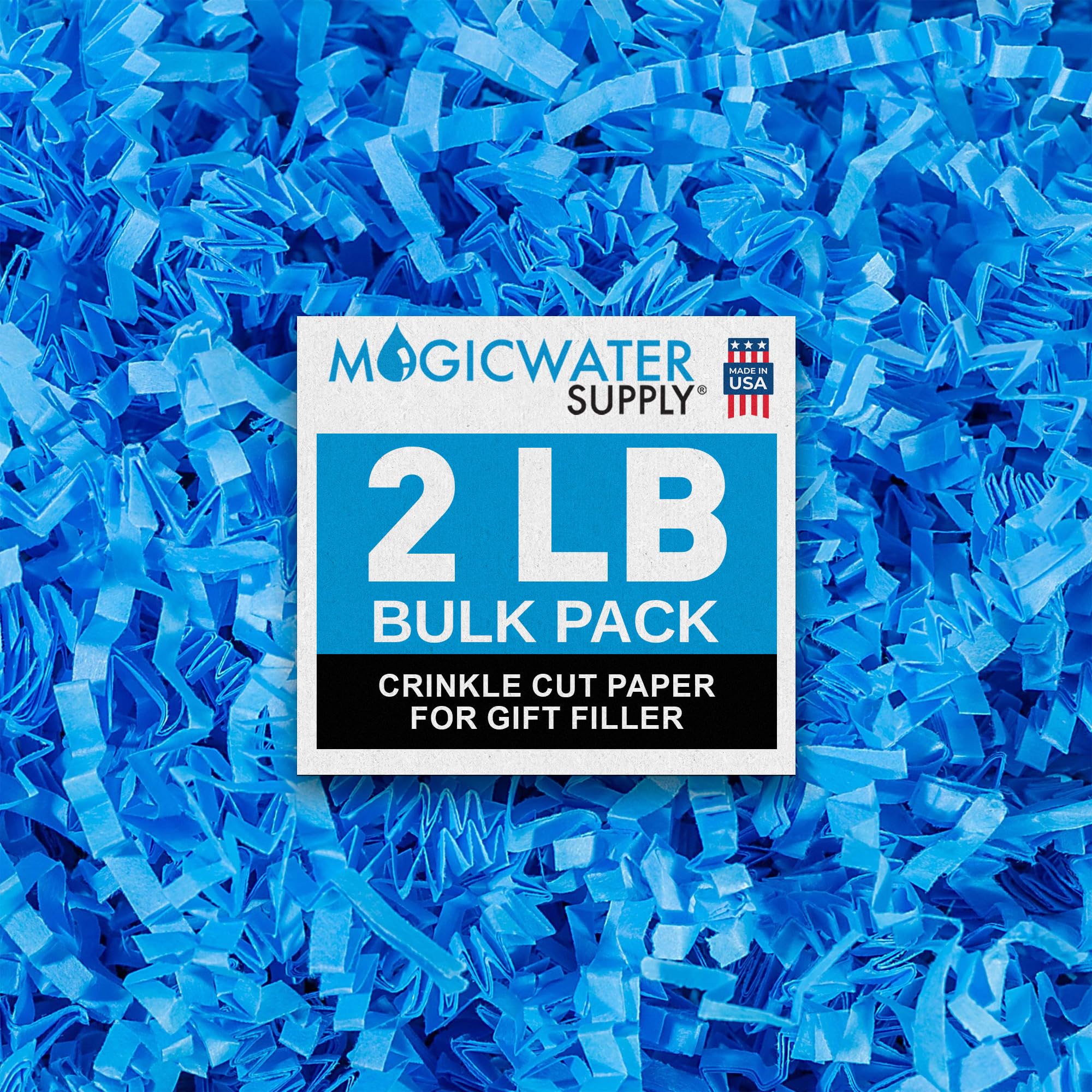 MagicWater Crinkle Cut Paper for Gift Baskets - 2LB - Light Blue - Perfect for Shredded Paper Filler, Basket Filler, Gift Boxes, Bridesmaid Gifts, Christmas Stuffers & More  Ideal for All Occasions Light Blue 2 LB