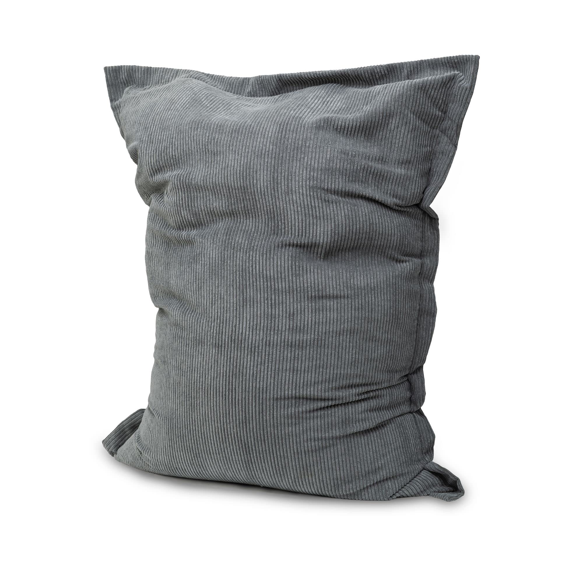 chilly pilley Puf De Pana Cojín De Suelo Puf Relleno De Poliestireno Puf Gigante Material De Cordón Cojín De Asiento Cojín De Jardín para Tumbarse Y Sentarse Cordón 100x155 Gris