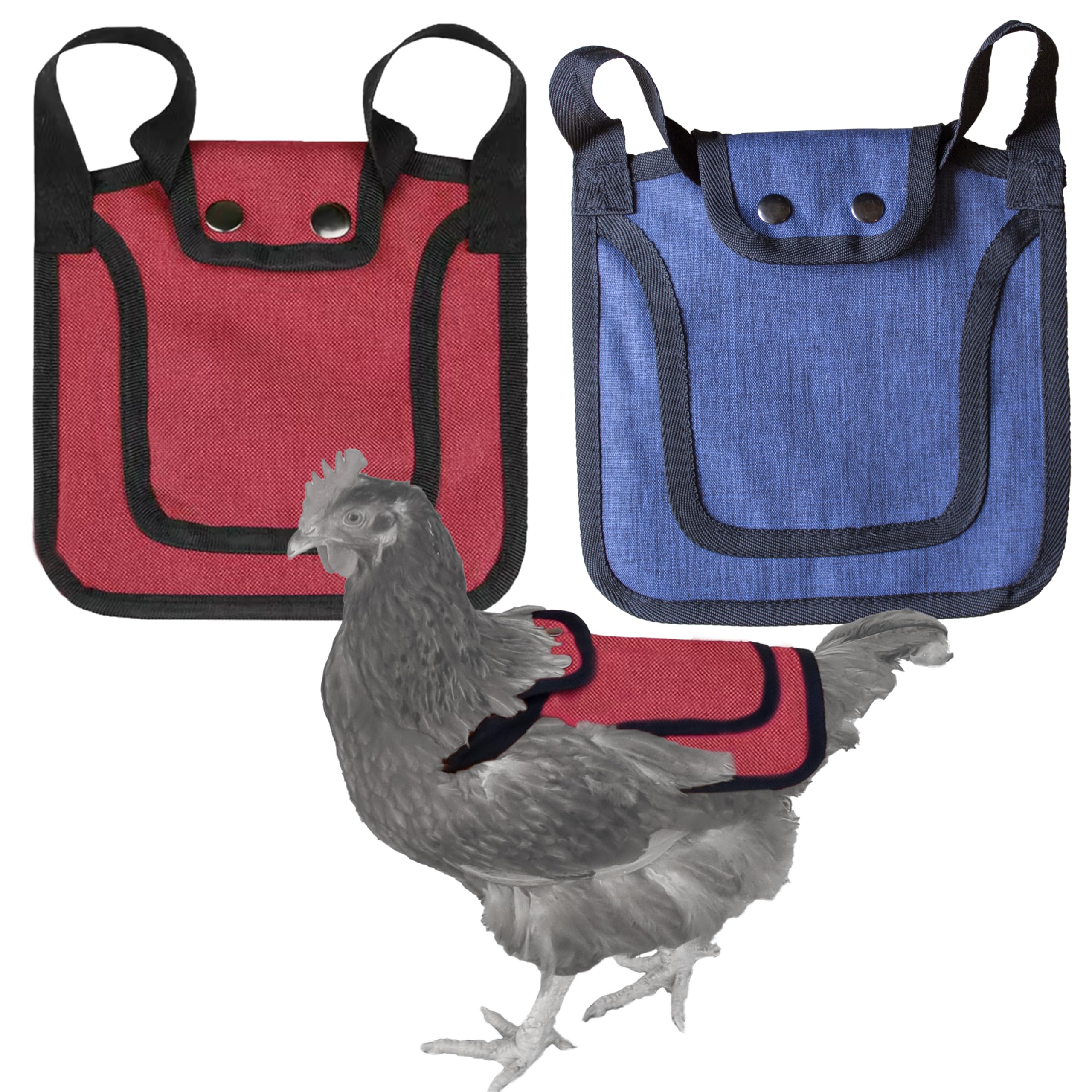Harrope Cape de Protection réglable pour Poulet ou volaille. Protège Le Dos des blessures. Protégez Le Poulet Pendant Que Le Coq Marche Dessus (2pcs Rouge et Bleu foncé,)