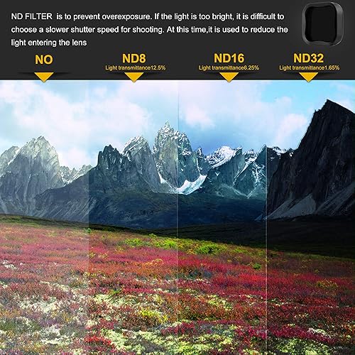 Miniatura 7 de GEPULY Juego de 6 filtros de lente de cámara para GoPro Hero7 6 5 negro 2018, filtros 3ND (ND8ND16ND32), filtro CPL, filtros rojo claromagenta,