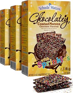 Yehuda Chocolate Covered Matzo with Colored Sprinkles, (3 Pack) Fun Matzo, Great for Kids!