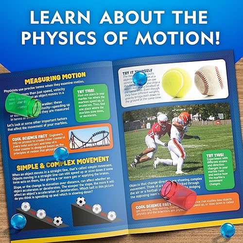 Miniatura 6 de National Geographic Marble Run con elevador motorizado, kit de laberinto de mármol de 150 piezas con elevación en espiral motorizado, 30 canicas,