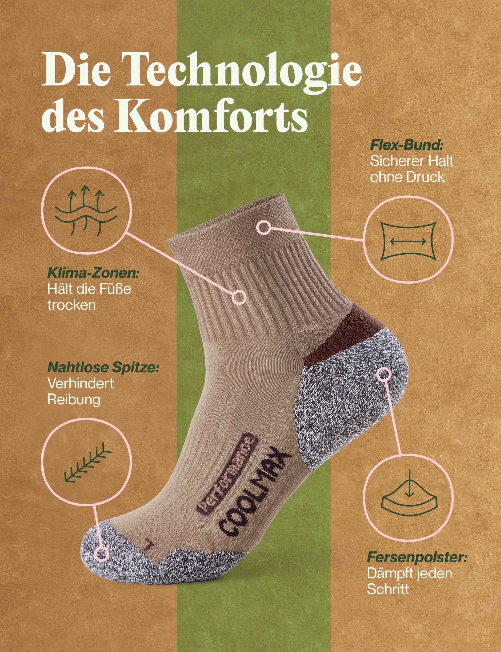 Piarini - Lot de 2 paires de chaussettes techniques - sports outdoor - tissu Coolmax - différents coloris