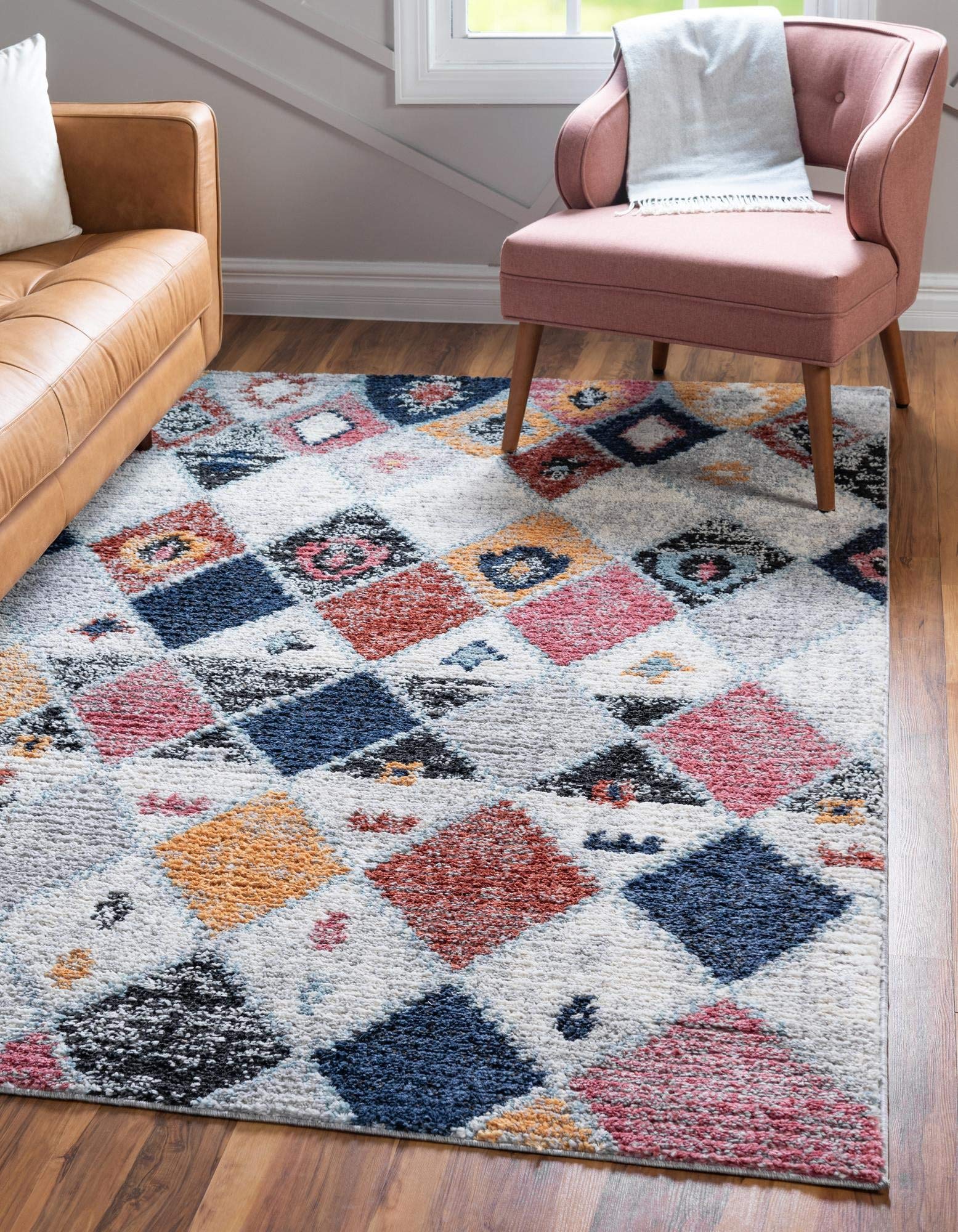 Rugs.com Morocco Collection Rug – 5' x 8' Multi High-Pile Rug Perfect for Living Rooms, Large Dining Rooms, Open Floorplans