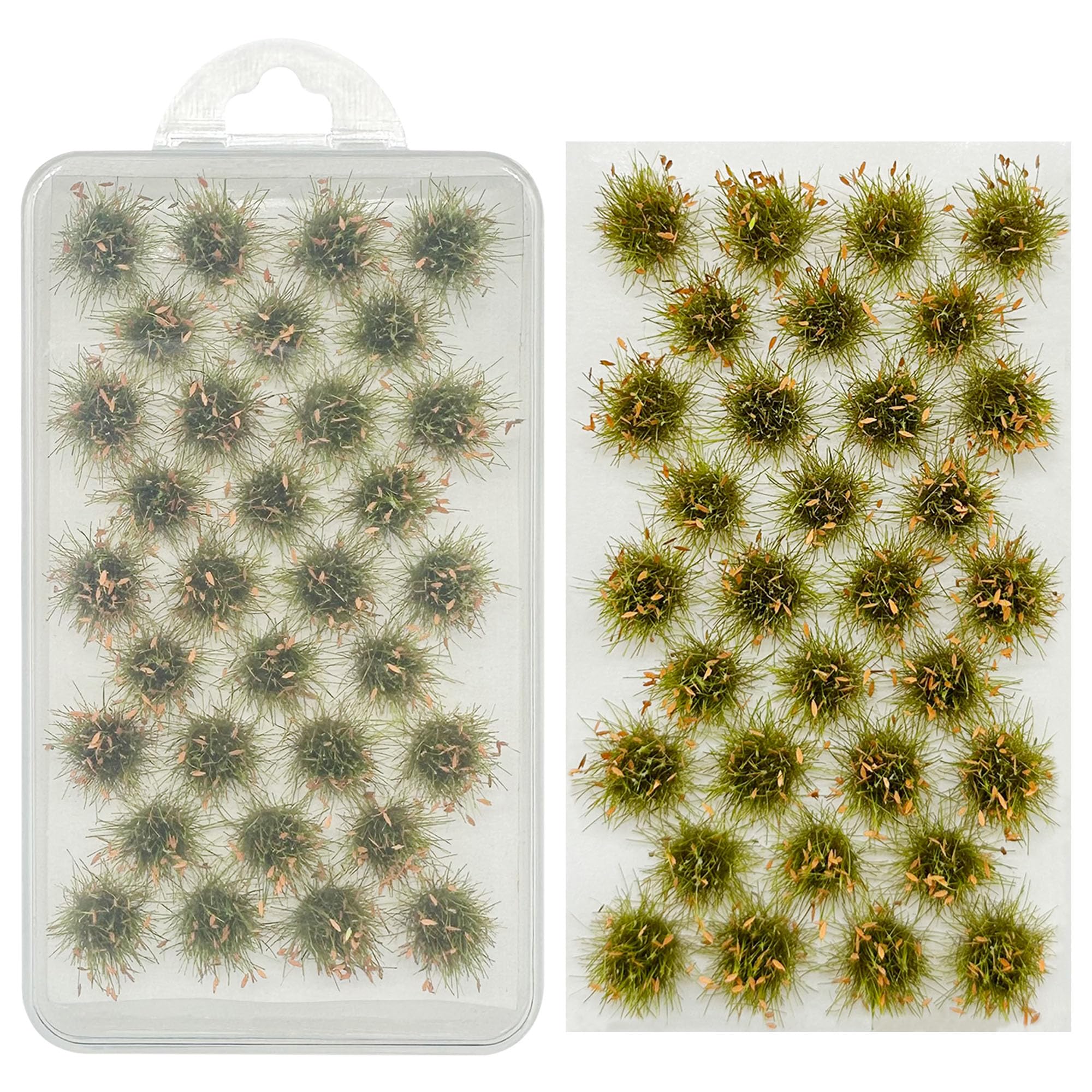 Woohome 32 PCS Miniature Grass Cluster, Orange Static Grass Tuft Model Vegetation Groups for DIY Model Train Landscape Railroad Scenery — image 1