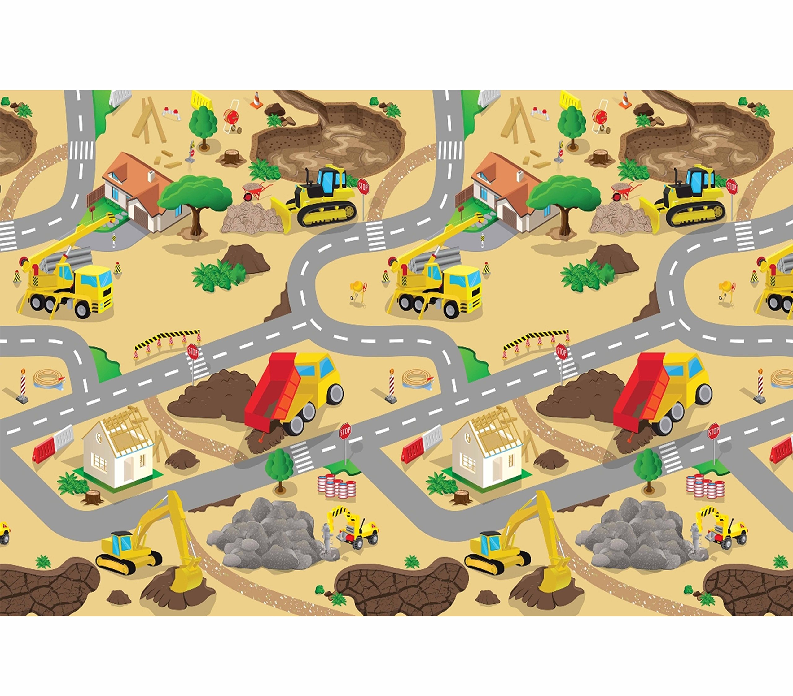 Play Mat, Construction, Large, 200 x 120 Cms, All Weather PVC Coated and Scratch Resistant, Cushioned Backing, For use Outside or Indoors, Designed with safety and quality in mind.