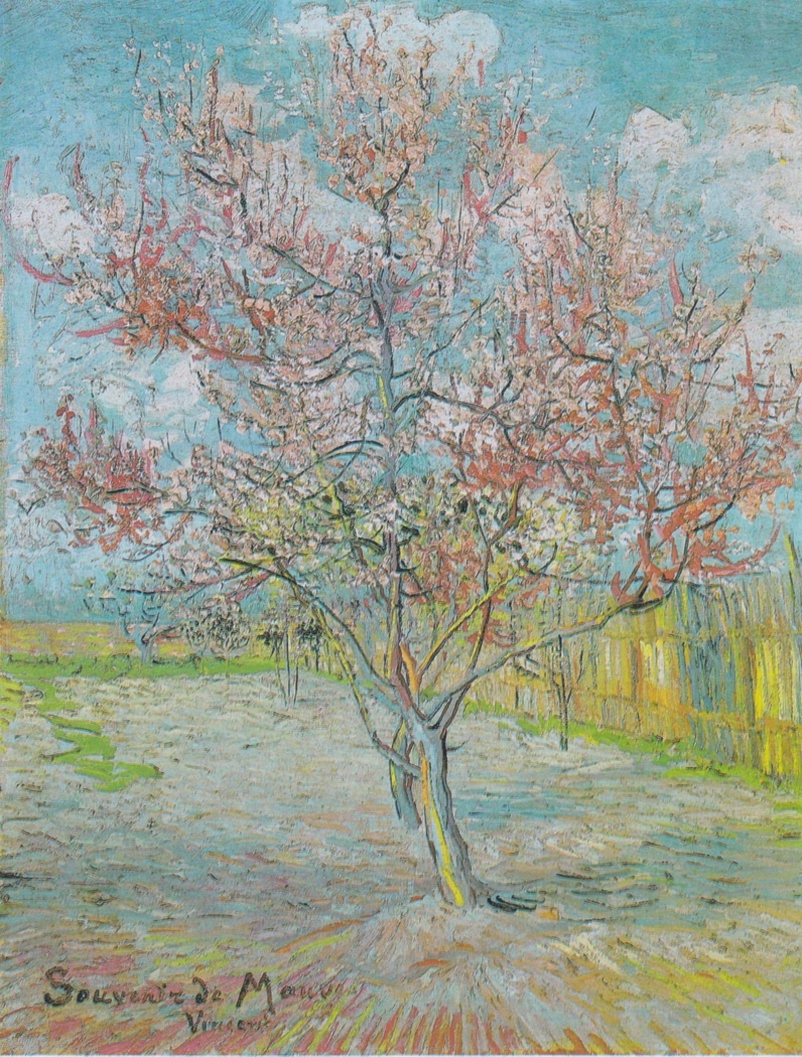ZIMARO Wall Art Print Canvas Prints Artwork Famous Flowering Peach Tree by Vincent Van Gogh for Living Room 60x90cm