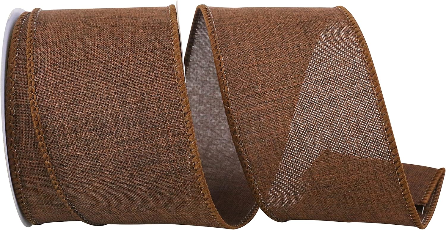 Reliant Ribbon 92573W-750-40K Everyday Linen Value Wired Edge Ribbon, 2-1/2 Inch X 50 Yards, Natural