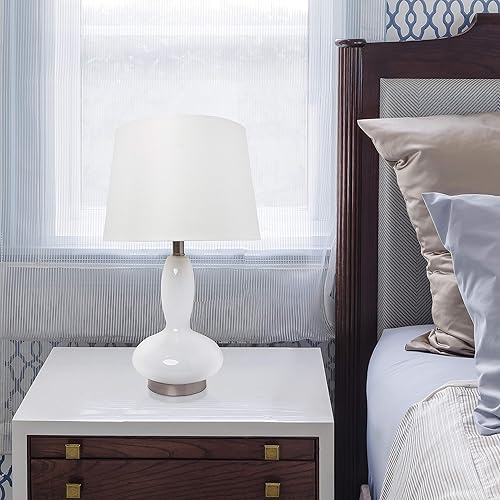 Miniatura 7 de Elegant Designs LT3315-WHT Lámpara de mesa contemporánea de cristal curvo, color blanco