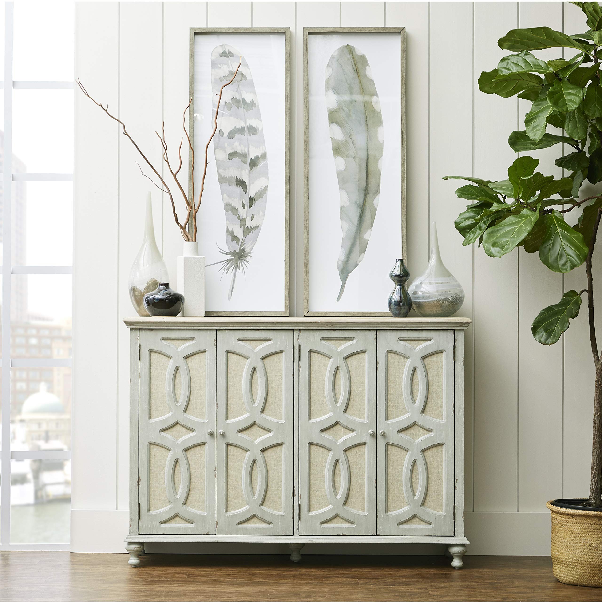 Sponsored Ad - Right2Home Four Door Fabric Accent Console Table, Gray