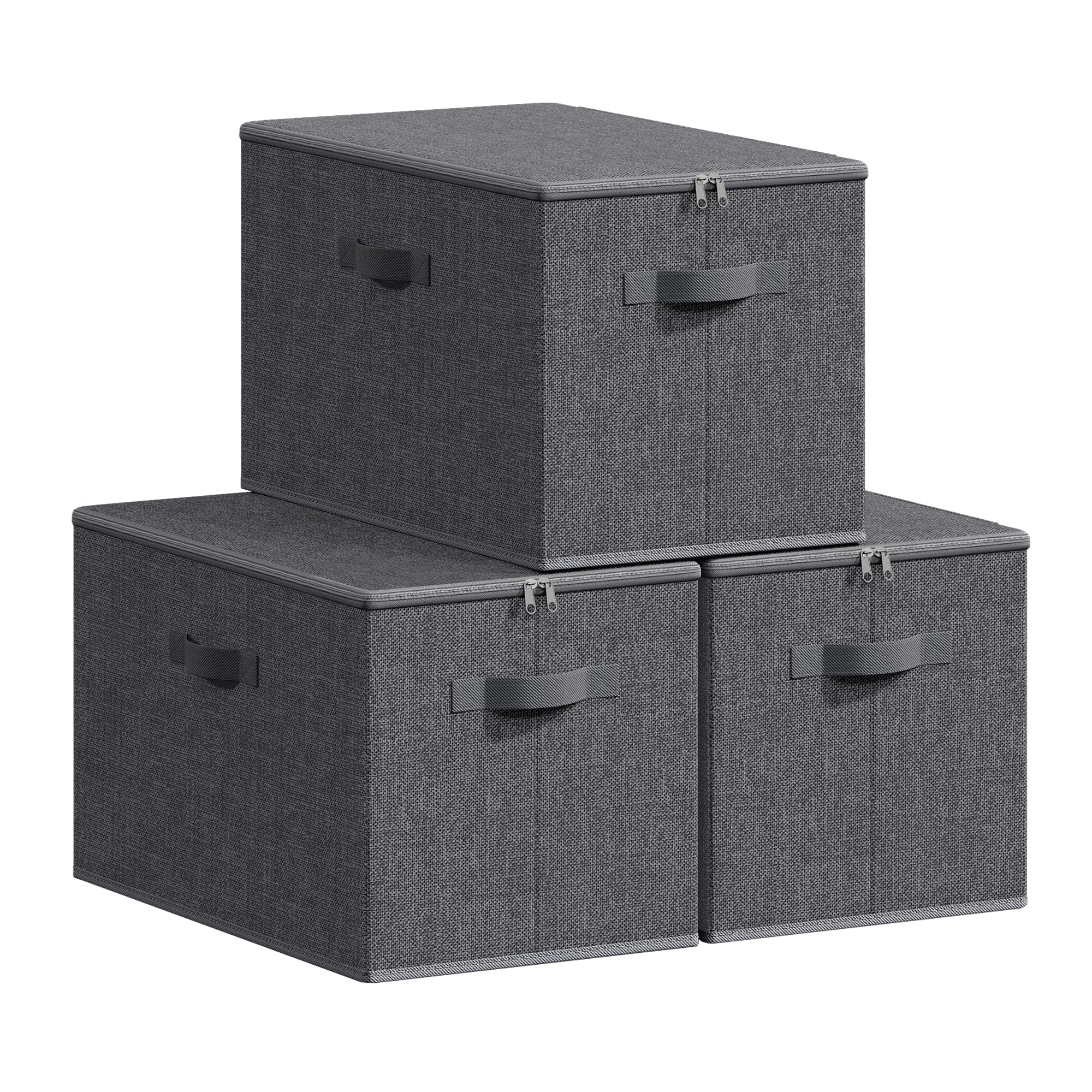 Set of 6 Foldable Storage Organiser Boxes Slate Grey, Slate Grey / Set of 3 / 50L x 30W x 30H cm