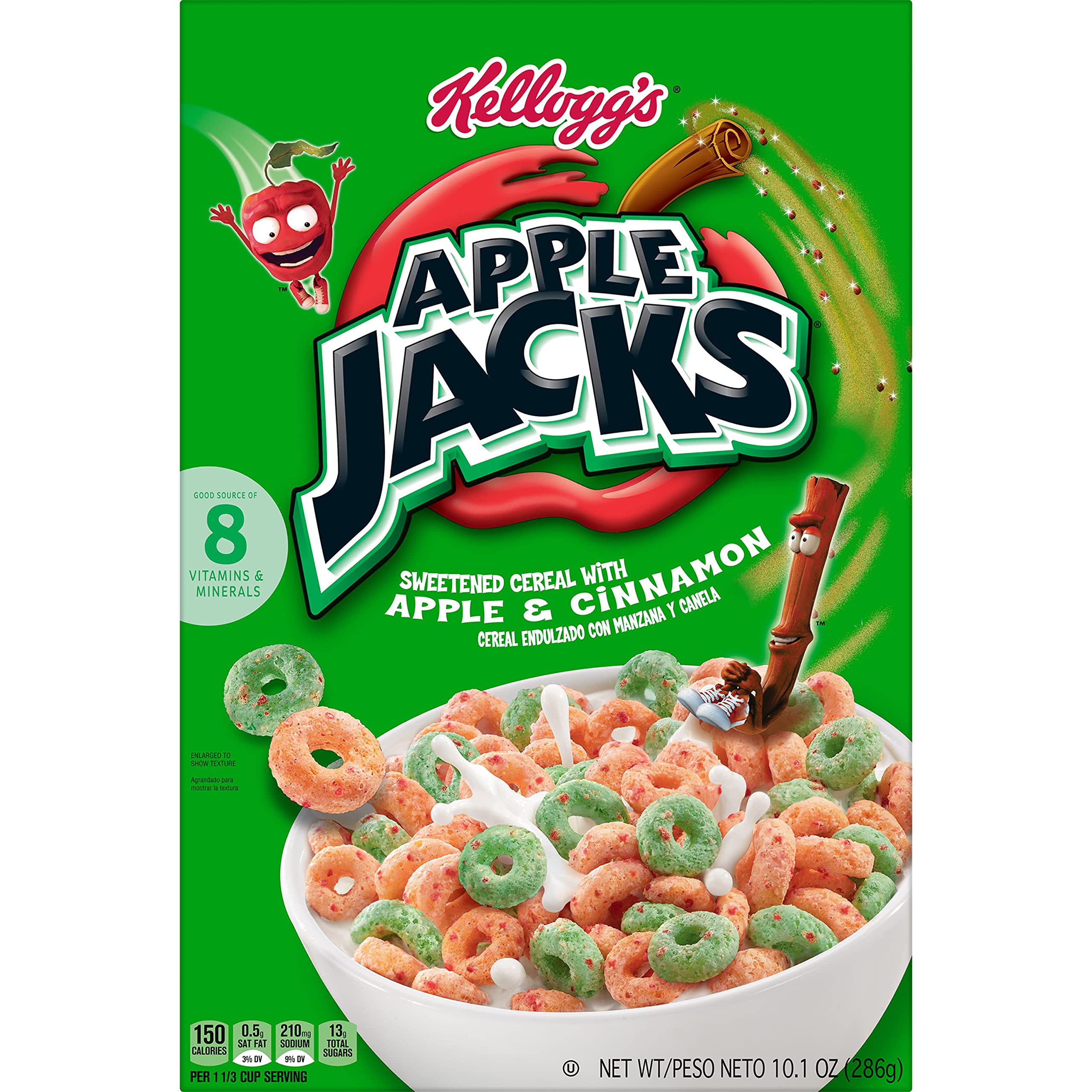 Kellogg's Apple Jacks Breakfast Cereal, 8 Vitamins and Minerals, Kids