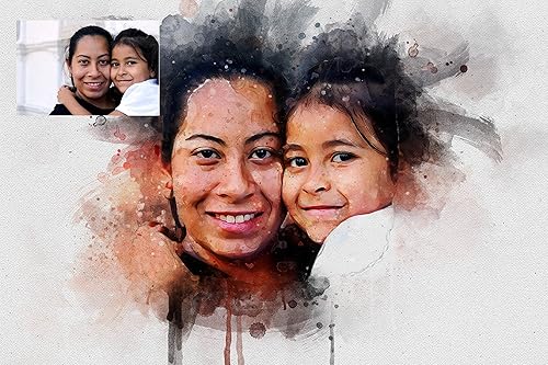 Miniatura 7 de Awesometik Regalo personalizado para el día de la madre de hijo en casa, lienzo de acuarela personalizado, retrato familiar personalizado