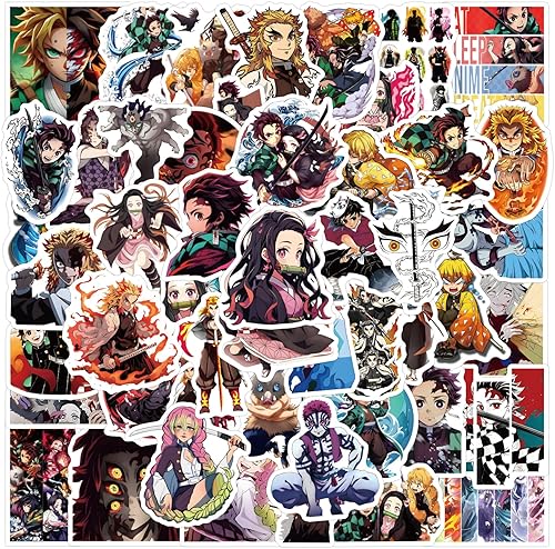 Miniatura 2 de Paquete mixto de 50 calcomanías de caricatura de motosierra de animé para niños, adolescentes, impermeables, para botella de agua, laptop, equipaje,