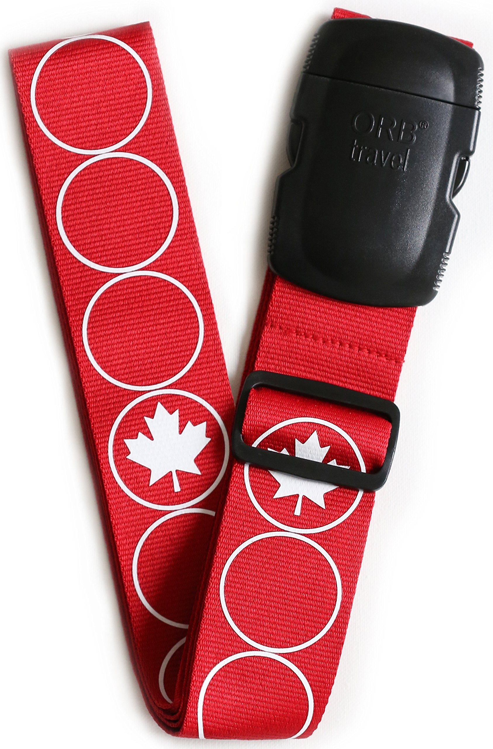 ORB Travel Premium Designer Luggage Strap -LS240-RW-Maple Leaf-Red/White