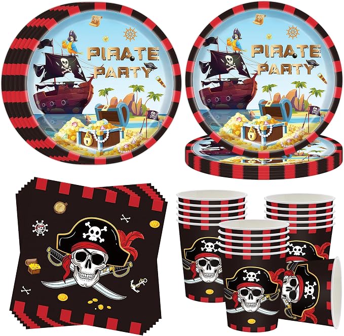 Vajilla pirata para 16 invitados