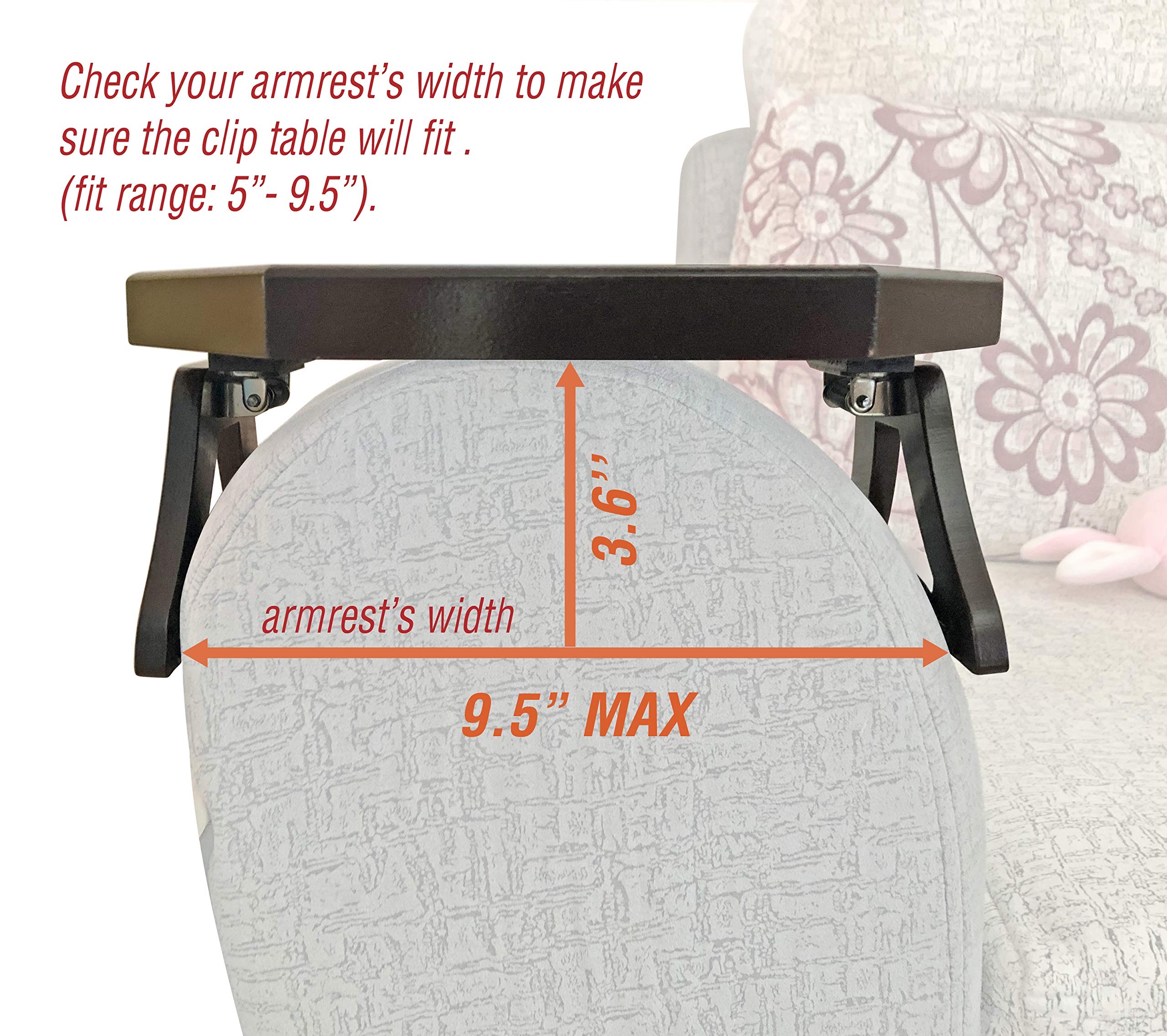 Utrax Wooden Sofa Arm Clip on Snack Table Wood Chair Armrest Tray