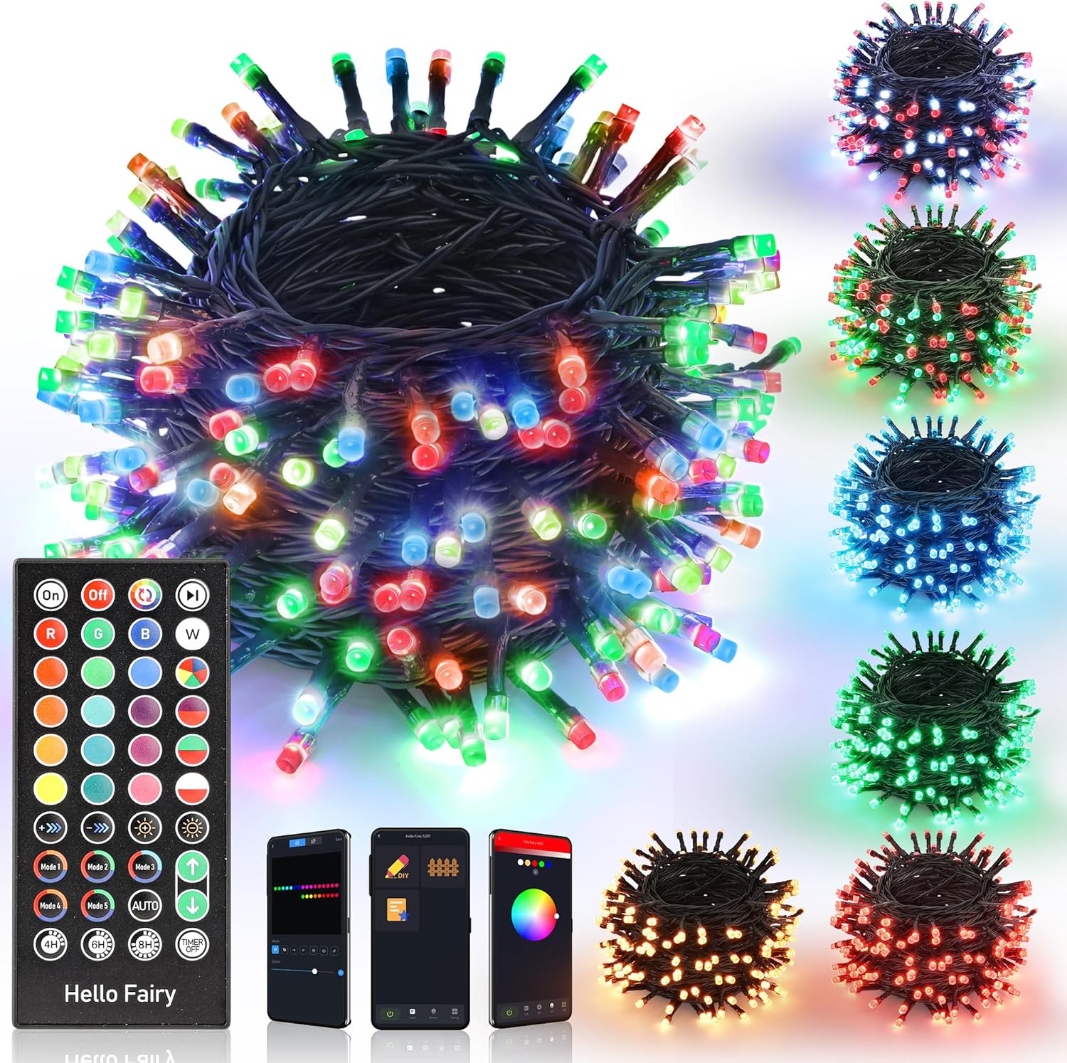 iBaycon Smart Color Changing Christmas Lights, 100FT 300 LED RGB Christmas Tree Lights Remote & App Controlled String Lights for Outdoor Indoor Christmas Decorations 100FT-Smart
